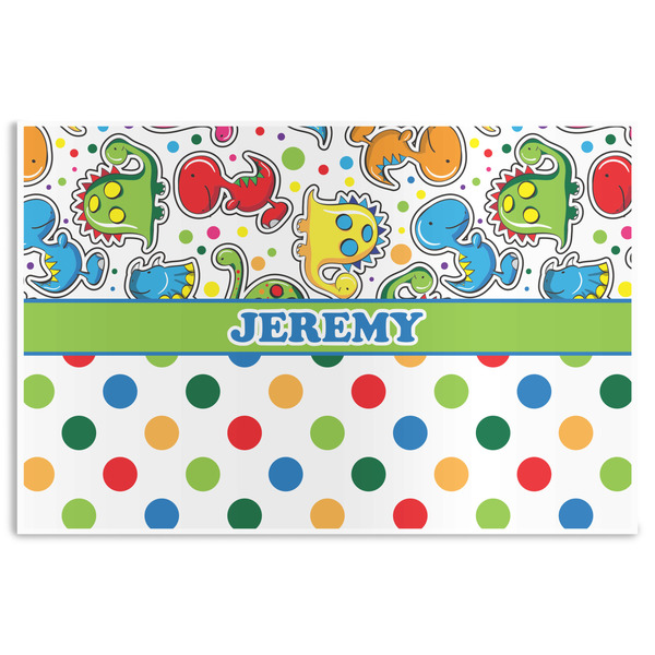 Custom Dinosaur Print & Dots Disposable Paper Placemats (Personalized)