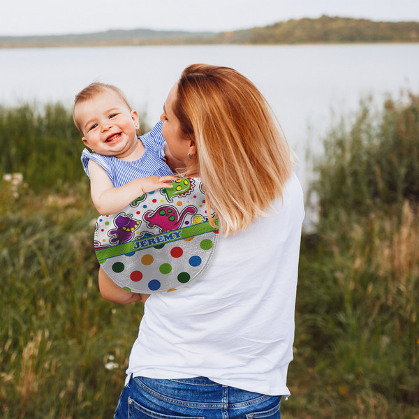 Dinosaur Print & Dots Peanut Shaped Burp - Lifestyle
