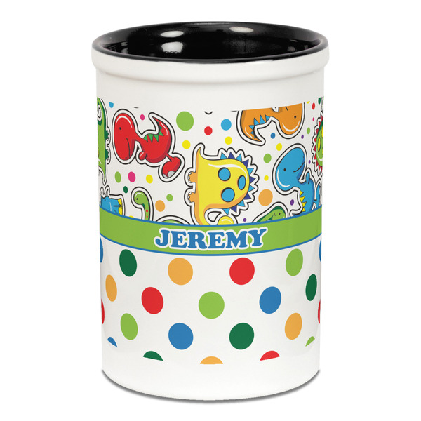 Dinosaur Print & Dots Pencil Holder - Black