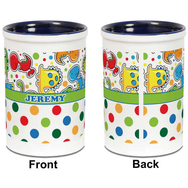 Dinosaur Print & Dots Pencil Holder - Blue - approval