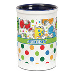 Dinosaur Print & Dots Ceramic Pencil Holders - Blue