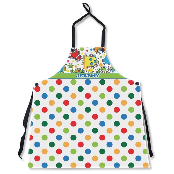 Custom Dinosaur Print & Dots Apron Without Pockets w/ Name or Text
