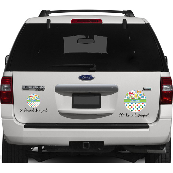 Dinosaur Print & Dots Personalized Car Magnets on Ford Explorer
