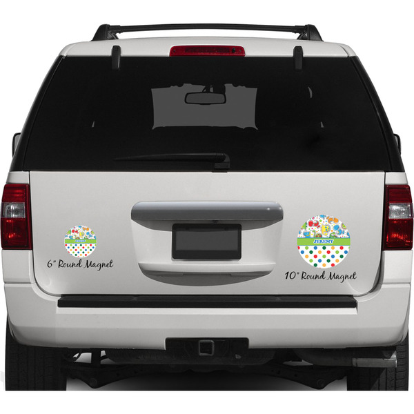 Dinosaur Print & Dots Personalized Car Magnets on Ford Explorer