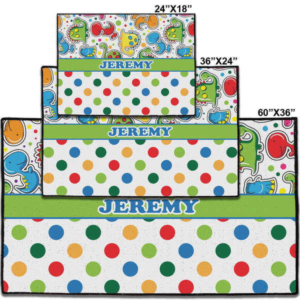 Dinosaur Print & Dots Personalized Door Mat - Group Parent IMF