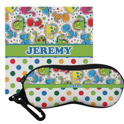 Dinosaur Print & Dots Eyeglass Case & Cloth (Personalized)