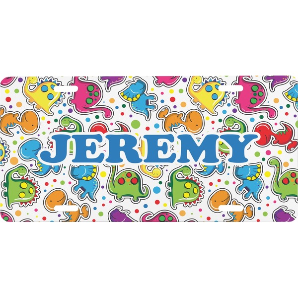 Custom Dinosaur Print & Dots Front License Plate (Personalized)