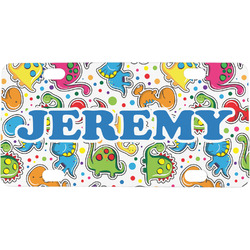 Dinosaur Print & Dots Mini / Bicycle License Plate (4 Holes) (Personalized)