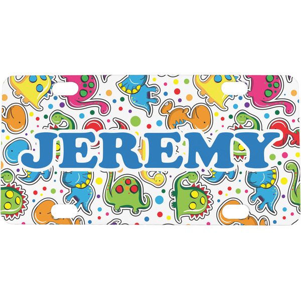 Custom Dinosaur Print & Dots Mini / Bicycle License Plate (4 Holes) (Personalized)