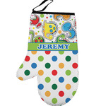 Dinosaur Print & Dots Left Oven Mitt (Personalized)