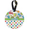 Dinosaur Print & Dots Plastic Luggage Tag - Round (Personalized)