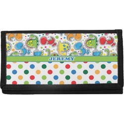 Dinosaur Print & Dots Canvas Checkbook Cover (Personalized)