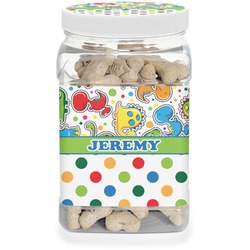 Dinosaur Print & Dots Dog Treat Jar (Personalized)