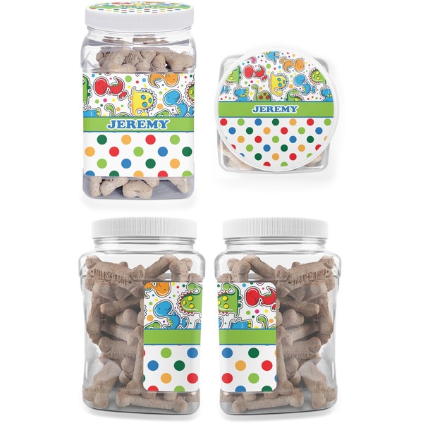 Dinosaur Print & Dots Pet Treat Jar - Multiple Angles