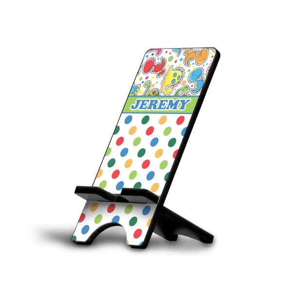 Custom Dinosaur Print & Dots Cell Phone Stand (Small) (Personalized)