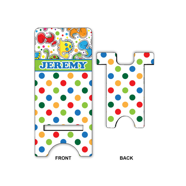 Dinosaur Print & Dots Phone Stand - Front & Back
