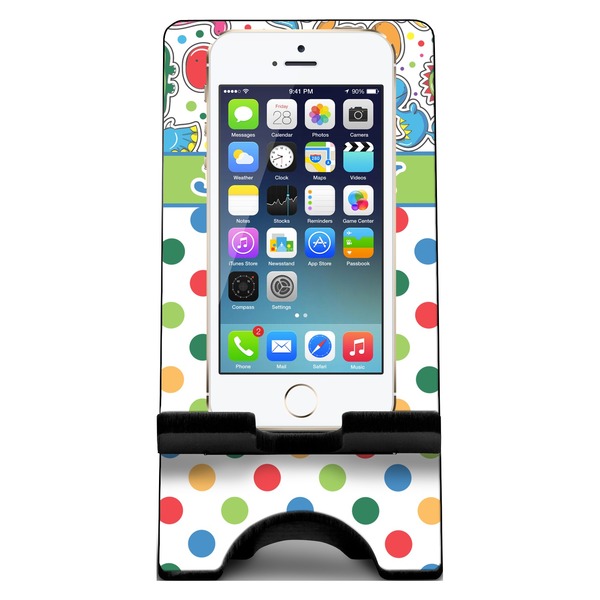 Dinosaur Print & Dots Phone Stand w/ Phone