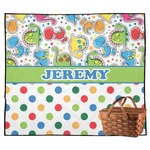 Dinosaur Print & Dots Outdoor Picnic Blanket (Personalized)