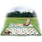 Dinosaur Print & Dots Picnic Blanket - with Basket Hat and Book - in Use