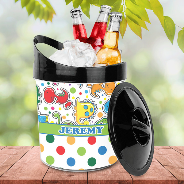 Dinosaur Print & Dots Plastic Ice Bucket - LIFESTYLE