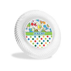 Dinosaur Print & Dots Plastic Party Appetizer & Dessert Plates - 6" (Personalized)