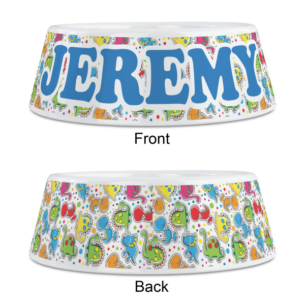 Dinosaur Print & Dots Plastic Pet Bowls - Medium - APPROVAL