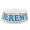Dinosaur Print & Dots Plastic Dog Bowl - Medium (Personalized)