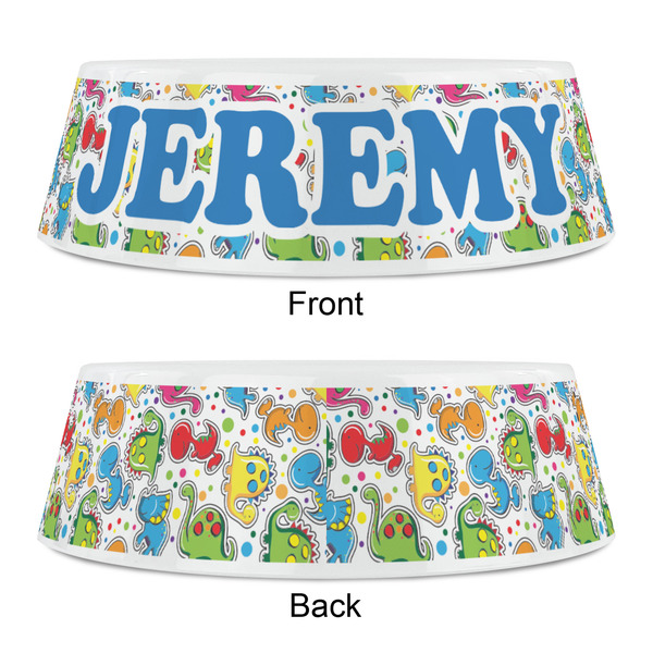 Dinosaur Print & Dots Plastic Pet Bowls - Small - APPROVAL