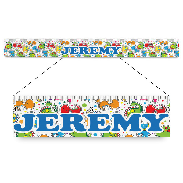 Custom Dinosaur Print & Dots Plastic Ruler - 12" (Personalized)