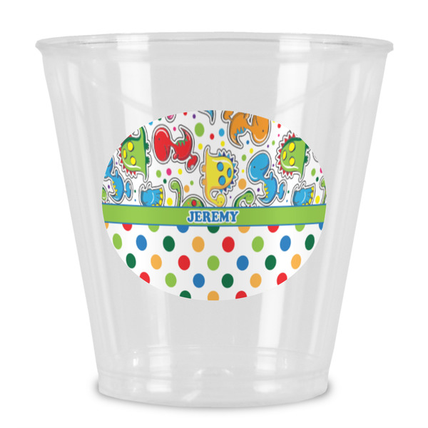 Custom Dinosaur Print & Dots Plastic Shot Glass (Personalized)