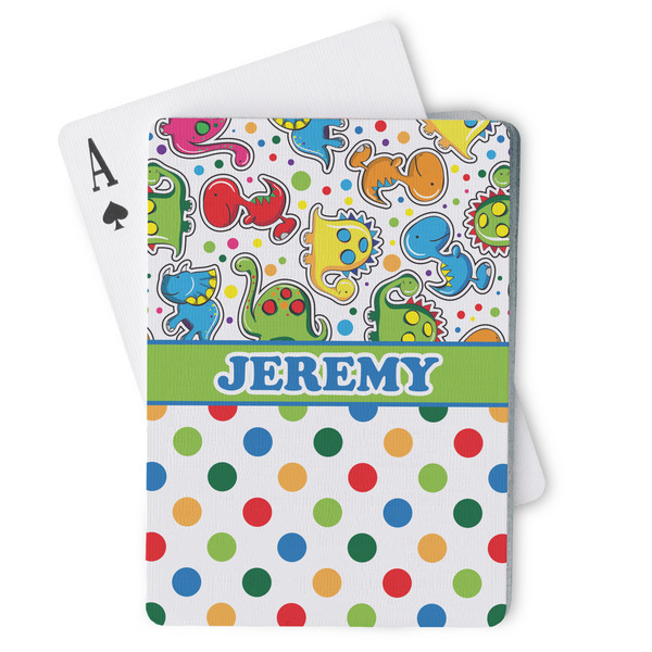 Custom Dinosaur Print & Dots Playing Cards (Personalized)