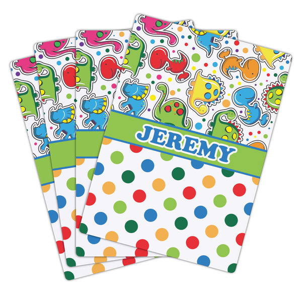 Dinosaur Print & Dots Playing Cards - Hand Back View