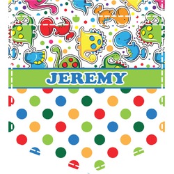 Dinosaur Print & Dots Iron On Faux Pocket (Personalized)