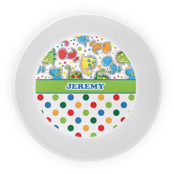 Dinosaur Print & Dots Melamine Bowl - Center