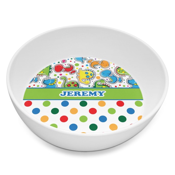 Custom Dinosaur Print & Dots Melamine Bowl - 8 oz (Personalized)