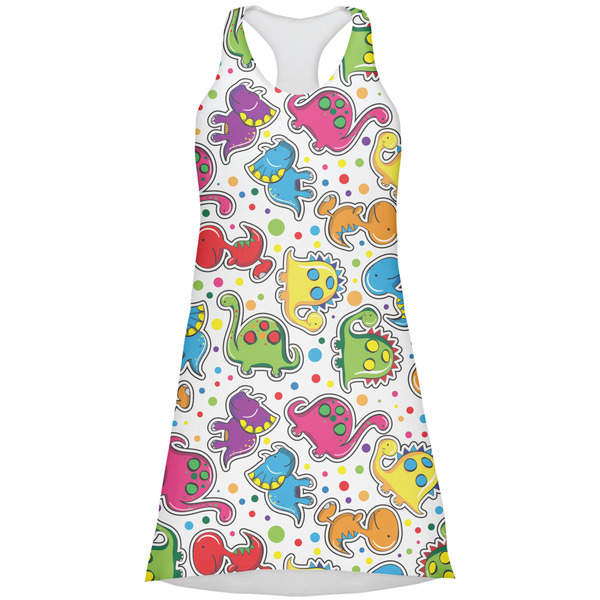 Custom Dinosaur Print & Dots Racerback Dress - Small