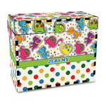 Dinosaur Print & Dots Wood Recipe Box - Full Color Print (Personalized)