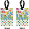Dinosaur Print & Dots Rectangle Luggage Tag (Front + Back)