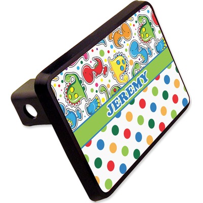 Dinosaur Print & Dots Rectangular Trailer Hitch Cover - 2" (Personalized)