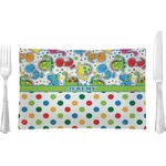 Dinosaur Print & Dots Rectangular Glass Lunch / Dinner Plate - Single or Set (Personalized)