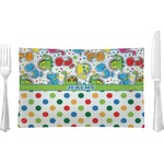 Dinosaur Print & Dots Glass Rectangular Lunch / Dinner Plate (Personalized)