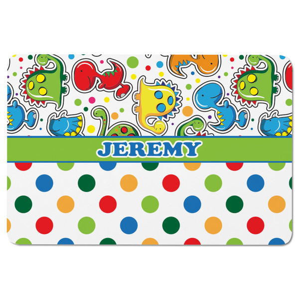 Dinosaur Print & Dots Rectangular Fridge Magnet - FRONT