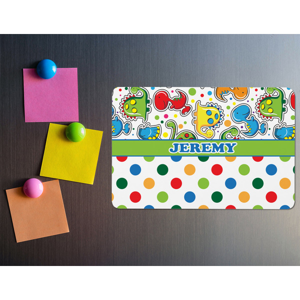 Dinosaur Print & Dots Rectangular Fridge Magnet - LIFESTYLE