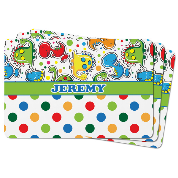 Dinosaur Print & Dots Rectangular Fridge Magnet - THREE