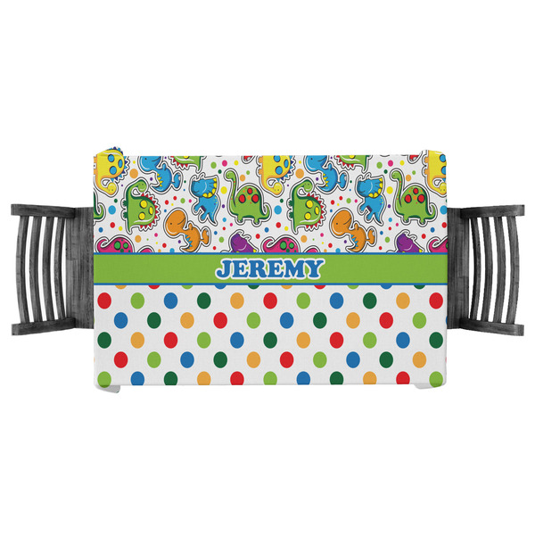 Custom Dinosaur Print & Dots Tablecloth - 58"x58" (Personalized)