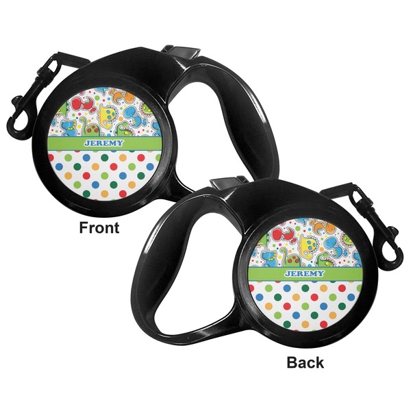 Dinosaur Print & Dots Retractable Dog Leash - Medium Large - Apvl