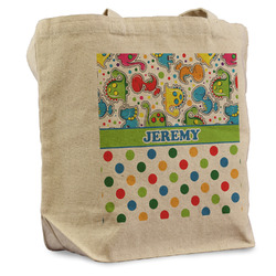 Dinosaur Print & Dots Reusable Cotton Grocery Bag - Single (Personalized)