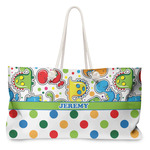 Dinosaur Print & Dots Large Tote Bag with Rope Handles (Personalized)