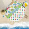 Dinosaur Print & Dots Round Beach Towel Lifestyle
