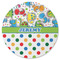 Dinosaur Print & Dots Round Rubber Backed Coaster (Personalized)
